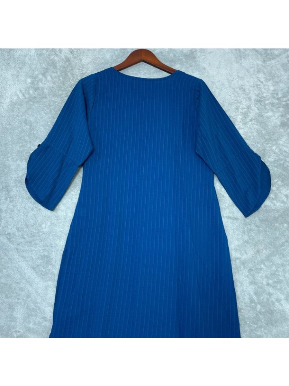 NWT Juliet Women's XL Blue Striped Long Tunic Kameez With Button-Up Front C0785 - Picture 8 of 10
